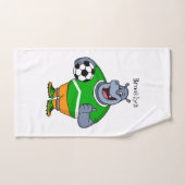 Funny hippo soccer player cartoon bad handdoek (Handdoek)