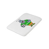 Funny hippo soccer player cartoon badmat (Gekanteld)