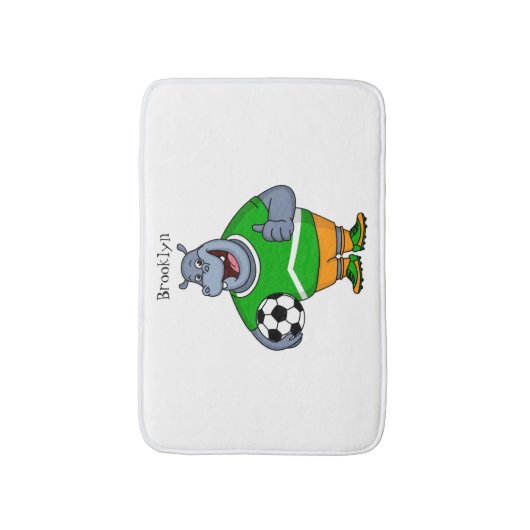Funny hippo soccer player cartoon badmat (Voorkant Verticaal)