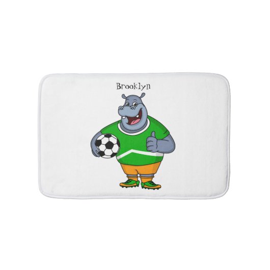 Funny hippo soccer player cartoon badmat (Voorkant)