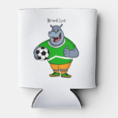 Funny hippo soccer player cartoon blikjeskoeler (Voorkant)