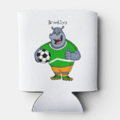 Funny hippo soccer player cartoon blikjeskoeler (Achterkant)