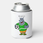 Funny hippo soccer player cartoon blikjeskoeler (Blikje Achterkant)