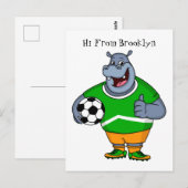 Funny hippo soccer player cartoon briefkaart (Voorkant / Achterkant)