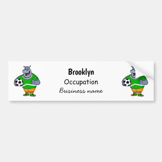 Funny hippo soccer player cartoon bumpersticker (Voorkant)