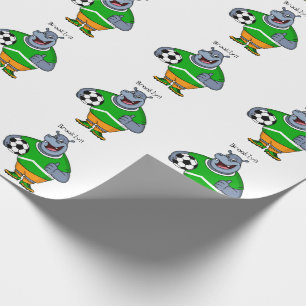 Funny hippo soccer player cartoon cadeaupapier