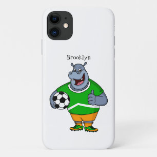 Funny hippo soccer player cartoon Case-Mate iPhone case