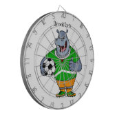 Funny hippo soccer player cartoon dartbord (Voorkant Links)