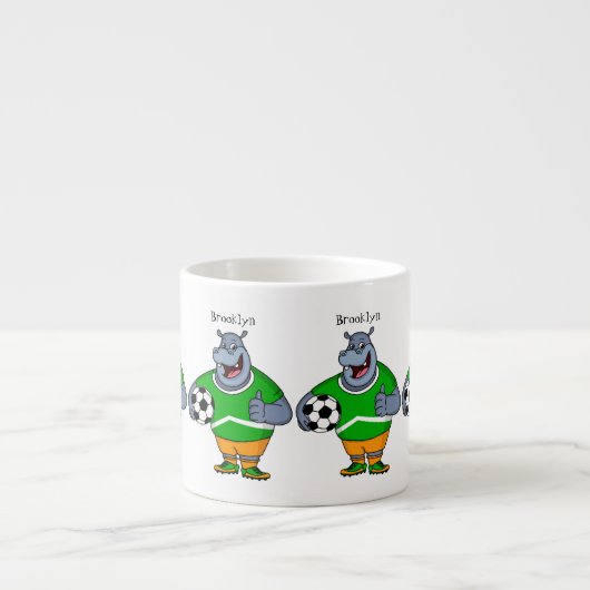 Funny hippo soccer player cartoon espresso kop (Voorkant)