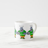 Funny hippo soccer player cartoon espresso kop (Voorkant rechts)