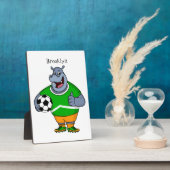 Funny hippo soccer player cartoon fotoplaat (Zijkant)