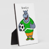 Funny hippo soccer player cartoon fotoplaat (Zijkant)