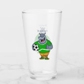 Funny hippo soccer player cartoon glas (Achterkant)