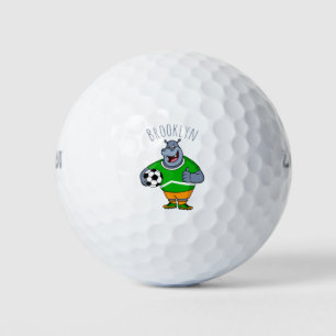 Funny hippo soccer player cartoon golfballen