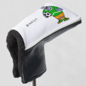 Funny hippo soccer player cartoon golfheadcover (3/4 voorkant)
