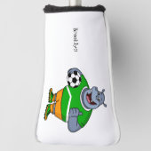 Funny hippo soccer player cartoon golfheadcover (Draai 90)