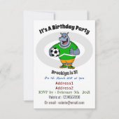 Funny hippo soccer player cartoon kaart (Voorkant)