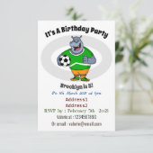 Funny hippo soccer player cartoon kaart (Staand voorkant)