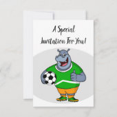 Funny hippo soccer player cartoon kaart (Achterkant)