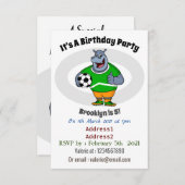 Funny hippo soccer player cartoon kaart (Voorkant / Achterkant)