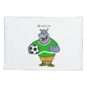 Funny hippo soccer player cartoon kussensloop (Achterkant)