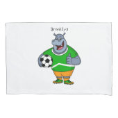 Funny hippo soccer player cartoon kussensloop (Voorkant)