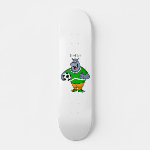 Funny hippo soccer player cartoon persoonlijk skateboard