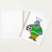 Funny hippo soccer player cartoon planner (Display)