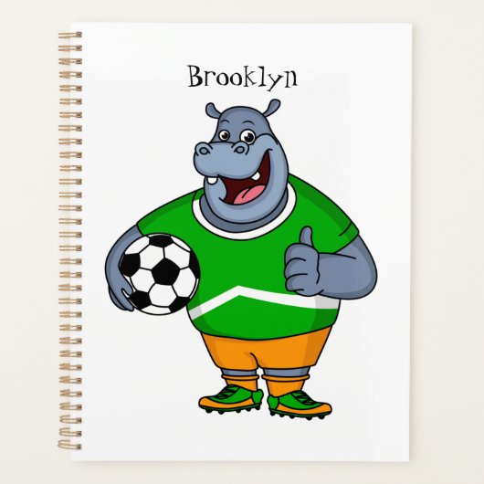 Funny hippo soccer player cartoon planner (Voorkant)