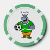 Funny hippo soccer player cartoon poker chips (Achterkant)