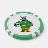 Funny hippo soccer player cartoon poker chips (Enkel)