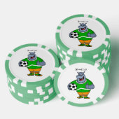 Funny hippo soccer player cartoon poker chips (Opstapeling)