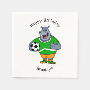 Funny hippo soccer player cartoon servet