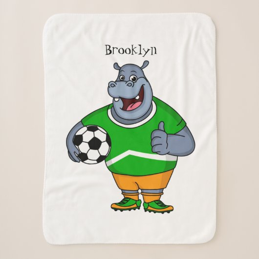 Funny hippo soccer player cartoon sherpa deken (Voorkant)