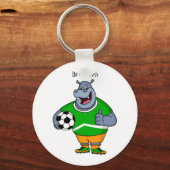 Funny hippo soccer player cartoon sleutelhanger (Voorkant)