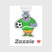 Funny hippo soccer player cartoon sticker (Vel)