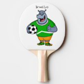 Funny hippo soccer player cartoon tafeltennisbatje (Achterkant)