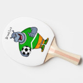 Funny hippo soccer player cartoon tafeltennisbatje (Zijkant)