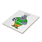 Funny hippo soccer player cartoon tegeltje (Zijkant)