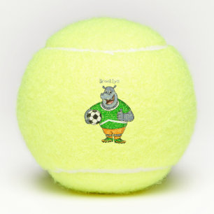 Funny hippo soccer player cartoon tennisballen