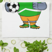 Funny hippo soccer player cartoon theedoek (Gevouwen)