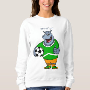 Funny hippo soccer player cartoon trui
