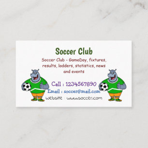 Funny hippo soccer player cartoon visitekaartje