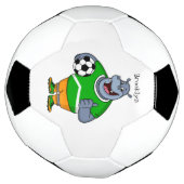 Funny hippo soccer player cartoon voetbal (Gedraaid)