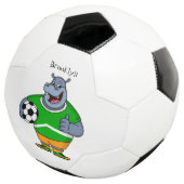 Funny hippo soccer player cartoon voetbal (Drie kwart)