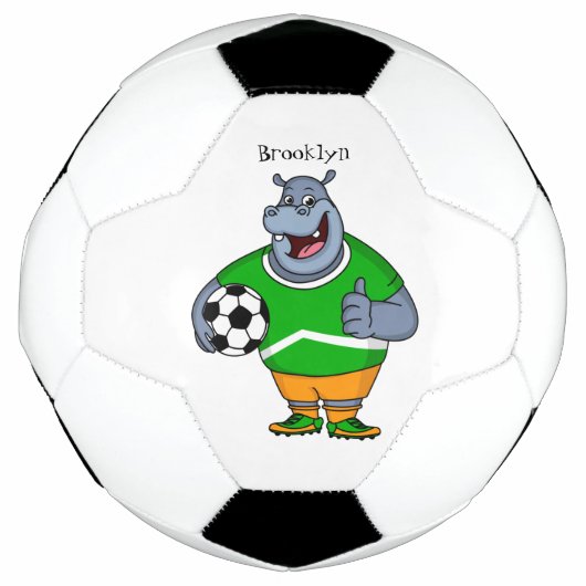 Funny hippo soccer player cartoon voetbal (Voorkant)