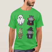 Funny Hippo Spooky Ghost Boo Horror Pumpkin Hippo  T-shirt (Voorkant)
