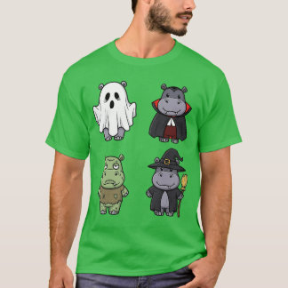 Funny Hippo Spooky Ghost Boo Horror Pumpkin Hippo  T-shirt