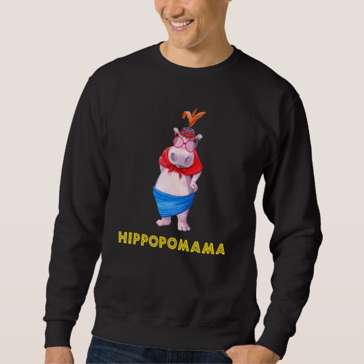 Funny Hippo Women Hippopomama Heel grote mama Trui (Voorkant)