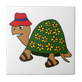 Funny Hippy Flower Turtle Cartoon Tegeltje (Voorkant)